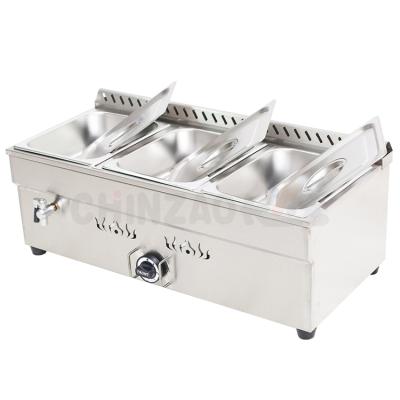 China 201 Commercial Equipment Gas Bain Marie 3 Stainless Steel Pans for sale