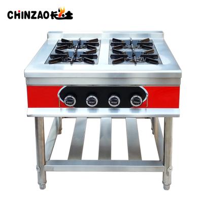 China Popular Industrial 4 Burner Electronic Ignition Stainless Steel Gas Cooker Range Stove for sale