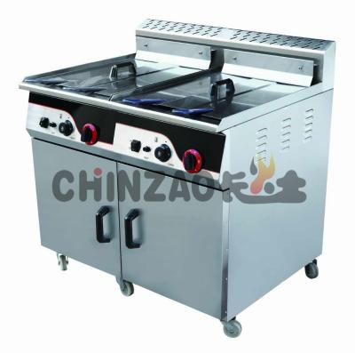 China Hotels Commercial High Quality Gas Type 46L+46L Capacity Deep Fryer Machine for sale