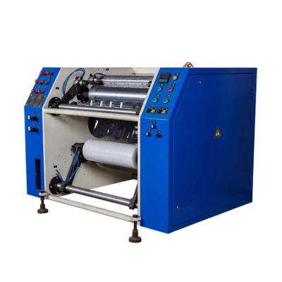 China Food Friendly Semi Automatic Stretch Film Slitter Rewinder Machine For Rewinding Pre Stretch Film for sale