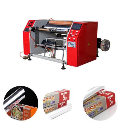 China PPD-AFCF450 Semi Automatic Food Aluminum Foil Cling Film Rewinder Machine for sale