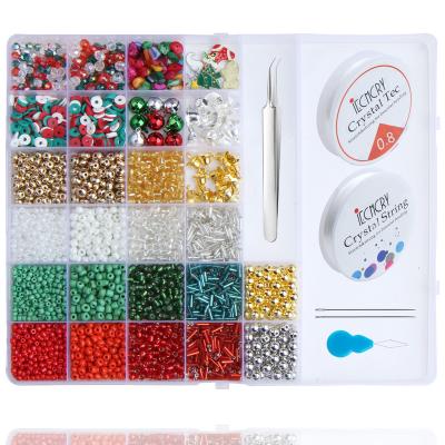 China Acrylic Christmas Millet Bead Pendant Set DIY Jewelry Bracelet Beaded Earrings Christmas Jewelry Kit for sale