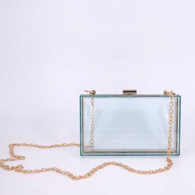 China Fashion Transparent PVC High-grade Metal Shoulder Bag Chain Cross - Body Bag For Women Handbag for sale