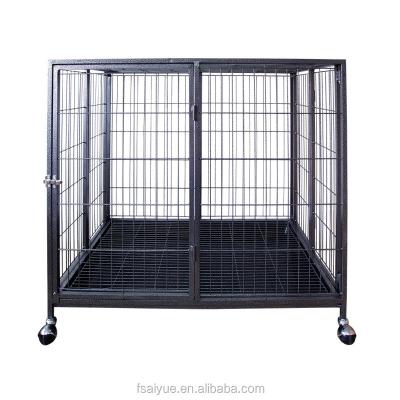 China Breathable Large Square Tube Folding Labrador Dog Cage Dog Cage With Wheels Pet Folding Iron Cage Animal Kennel D02 for sale