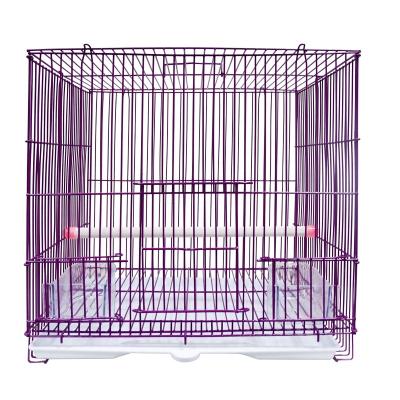 China Breeding Breathable Birdcage Wire Iron Small Bird Pet Cages Solid Classics Folding Birdcage Canary Yellow Purple for sale