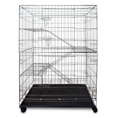 China Large Breathable 4 Layer Metal Playing Cat Pet Live Cage With Caster Wheels for sale