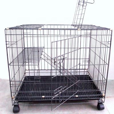 China Breathable Folding Metal Pet Playing Carrier Live House Cat Cage With Caster Wheels for sale