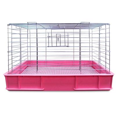 China Rabbit Cage Metal Pet Rabbit Hutch Portable Small Animal House Breathable Poultry Carriers for sale