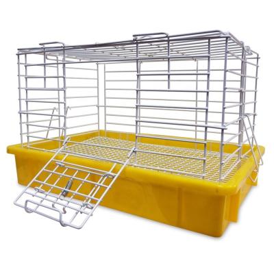 China Breathable Metal Wire Rabbit Cage Pet Bunny Hutch Small Animal House Poultry Carriers With Handle for sale