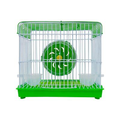 China Breathable Small Hamster Pet Cages 21.5x16x19cm With Super-Quiet Running Wheel And Two Food Bowl for sale