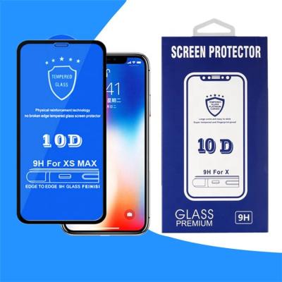 China Full Cover Cell Phone 10D Curved Edge Tempered Glass Screen Protector With Retail Package For iPhone for sale