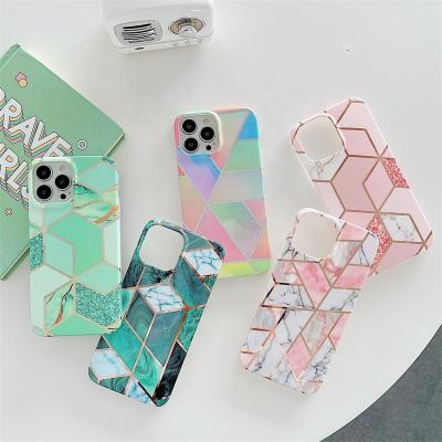 China Anti-drop Laser Marble Cases For iPhone 13 12 11 Pro XS XR Max X 8 7 IMD Ultra A12 Pattern Samsung S20 Fe S20 Phone Electroplating Cover for sale