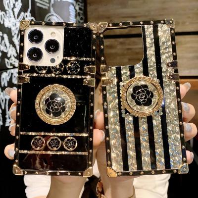 China Shockproof Square Glitter Flowers Electroplating Cases For iPhone 13 12 pro 11 Max XR XS 7 8 plus Fe S21 A53 A33 A23 A13 Samsung S22 Ultra for sale