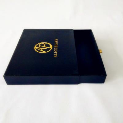 China Large Recyclable Custom Black Drawer Box Belt Packaging Box for sale