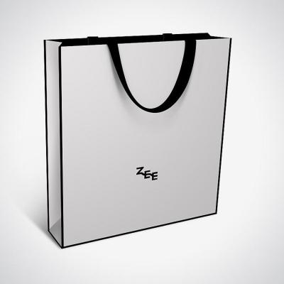 China Recyclable Famous Custom Printing Japanese Bottom Shopping Bag With Grosgrain Ribbon for sale