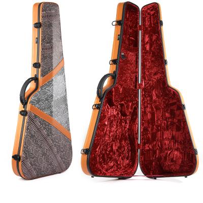 China Custom Classic Hard Shell Bag Handcrafted Leather Handle Gitar/Bass Fiberglass Case Musical Instrument Backpack Wholesale Gun Shape Electric for sale