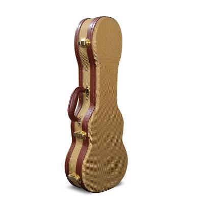 China Hot Sale High Quality Soprano Guitar Case High Protector High Performance Ukulele Case Flat Surface Guitar Leather Wood Shap for sale