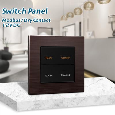 China Connecting Room Control Unit Black 12V DC Modbus RS485 Protocol Smart Hotel Light Tact Switch for sale