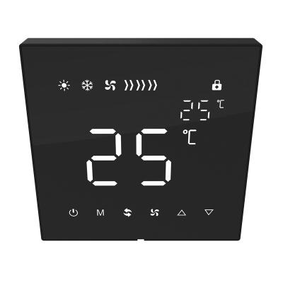 China Contemporary Low Voltage Single Stage Intelligent Room Air Conditioning Full Screen AC Thermostat for sale