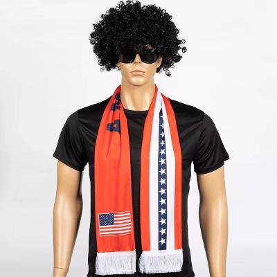 China HOT SALE 2022 Qatar World Cup Fan Scarf Campaign UAE Soccer Event Advertising Event Advertising Fringe Long Long 32 Satin Scarves for sale