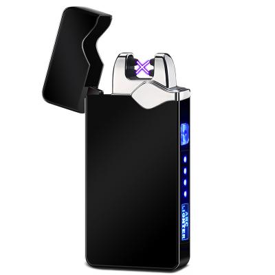 China New Double Arc Cigarette Spot Style Usb Rechargeable Lighter Gift Windproof Display Lighter American Power Wholesale for sale