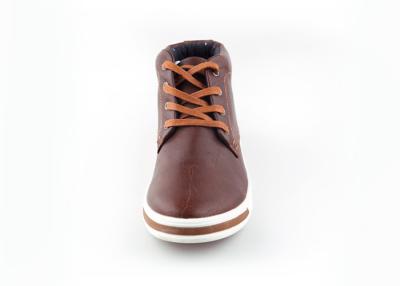 China Brown Rubber Sole Mens Casual High Top Shoes , Casual Leather Shoes For Men for sale