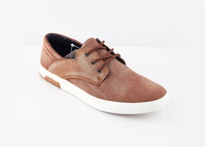 China Custom Flat Brown Canvas Lace Up Shoes , Lace Up Sneakers Casual Shoes for sale