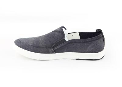 China Deep Gray Flat Slip On Canvas Deck Shoes , Rubber Sole Mens Slip On Casual Shoes for sale