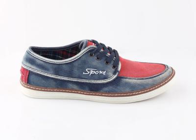 China Custom Red Blue Denim Men Casual Shoes Large Size Wide Width Light Weight for sale