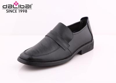 China Restaurants Black Leather Dress Shoes , Mens Slip On Formal Shoes With 3CM Heel for sale