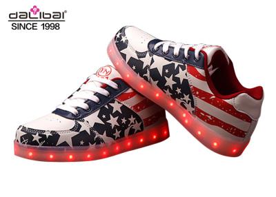 China American Flag TPR Low Cut LED Casual Shoes Comfortable Night Glow Sneakers for sale