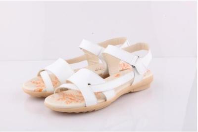 China Summer Breathable White Leather Nurse Sandals 35 ~ 41 EU Size 3cm Heel Height for sale