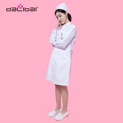 China S/M/L/XL/XXL/XXXL Staff Medical Suits Nursing Scrubs Dress White Cotton Fabric for sale