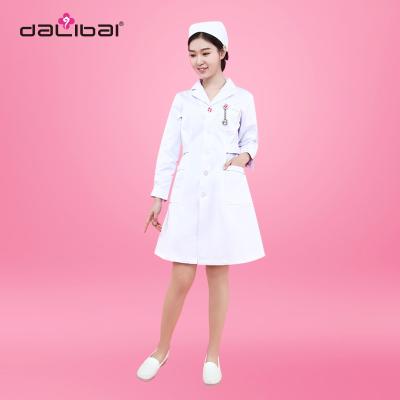 China Breathable Twill Fabric Nursing Uniforms White Scrub Dress Customized for sale