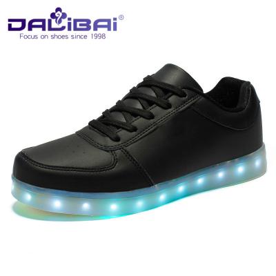 China Custom PU Upper Led Light Up Shoes for adults , LED Sneakers Black White for sale