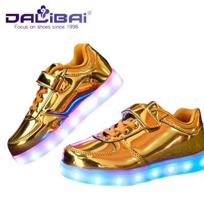 China Cool PU Upper Led light up shoes for men , Sliver Gold Red sneakers with lights for sale