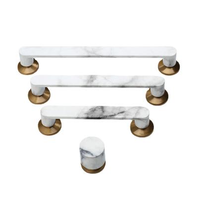 China Contemporary/Modern/Minimalist Marble Pattern Hardware Home Improvement Cabinet Door Drawer Pull Black And White Kitchen Handles Kitchen Knobs 500pcs for sale