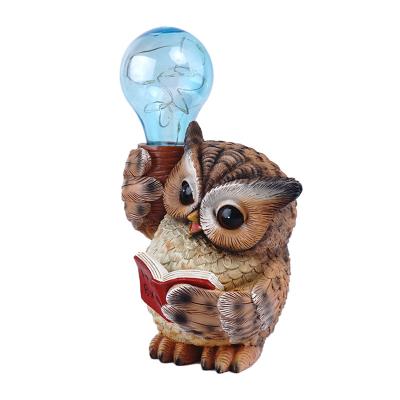 China European Style Resin Solar Light Ornaments Creative Art Decor Owl Night Light For Kids Birthday Gifts Decor Accessories Home Ornaments for sale