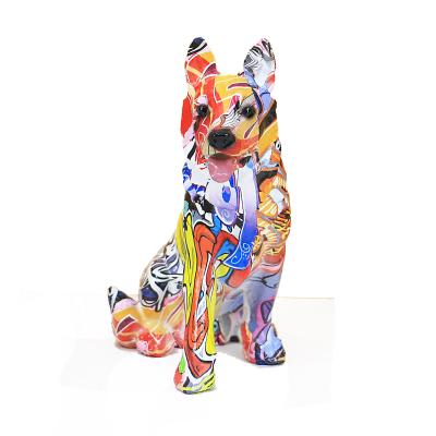 China Simple And Colorful Modern Dachshund Dog Sculpture China Resin Ornaments Water Transfer Home Living Room Office Decorations for sale