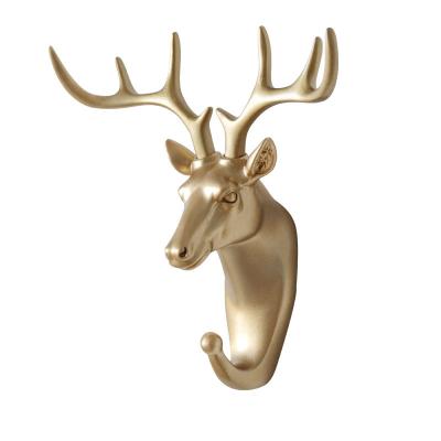 China Minimalist Resin Opens The Main Personality Deer Wall Coat Hook Behind The Door Coat Hook Creative Animal Head Decorative Hook for sale