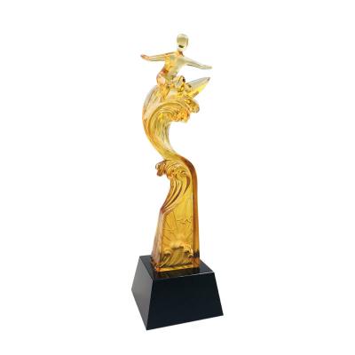 China Health Care Institute High-End Glass Crystal Wholesale Anniversary Trophy Resin Trophy OEM Trophy Free Lettering and LOGO for sale