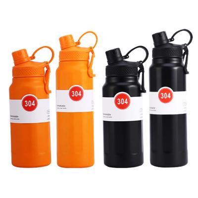 China PORTABLE 750/950ml Double Wall Stainless Steel Vacuum Flask Insulated Drink Bottle Thermos Sport Water Bottle With Straw handle for sale