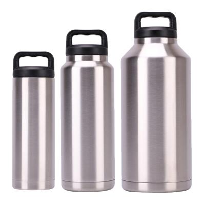 China PORTABLE 18/36/64oz Double Wall Stainless Steel Vacuum Flask Beer Growler Insulated Drink Bottle Thermos Sport Water Bottle With Handle for sale