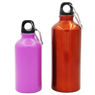 China Sustainable 400/500/600/750/1000ml Small Mouth Single Wall Aluminium Gym Drink Bottle Outdoor Sport Water Bottle With Lid Carabiner for sale