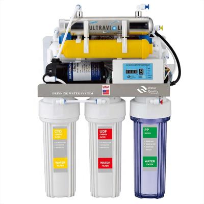 China Hotel 75GPD 7 Stages Alkaline Ultraviolet Reverse Osmosis Water Filtration System BNRO01 for sale