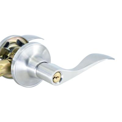 China Apartment Passage Lever Satin Nickel Passage Door Handles Wave Lever Lock Privacy Lock For Door Handles Bathroom for sale