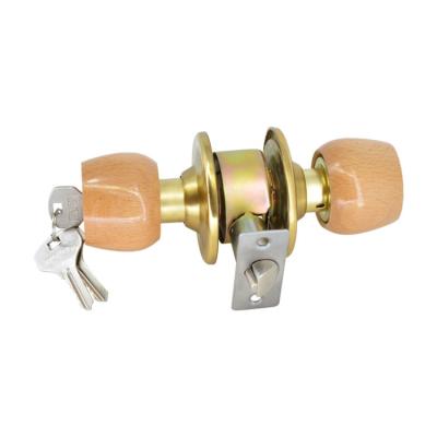 China Round Entry Knob Door Lock With Wooden Shoe Stainless Steel Knob Cylinder Lock Set Door Knob Lock for sale