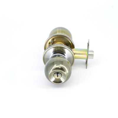 China Polish Brass Cylindrical Tubular Bathroom Lockset Satin Stainless Steel Cylindrical Entry Knob Door Locks Lockset for sale