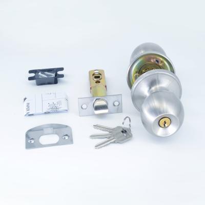 China 304/201 stainless steel satin nickel interior tubular cylindrical knob door lock for sale