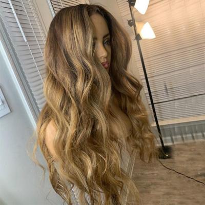 China Loose Natural Lace Front Human Hair Wigs Ombre Honey Blonde 100% Body Wave 150 Density Wave For Black Women for sale